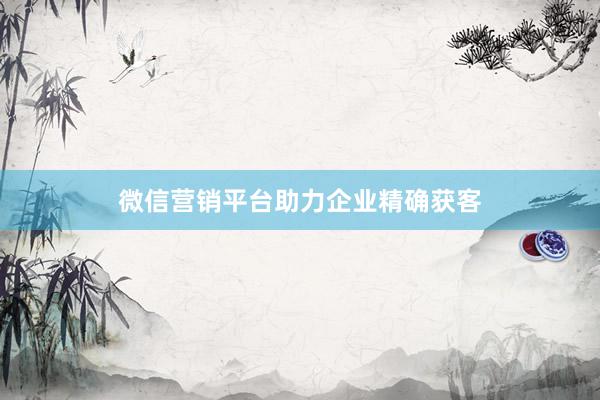 微信营销平台助力企业精确获客
